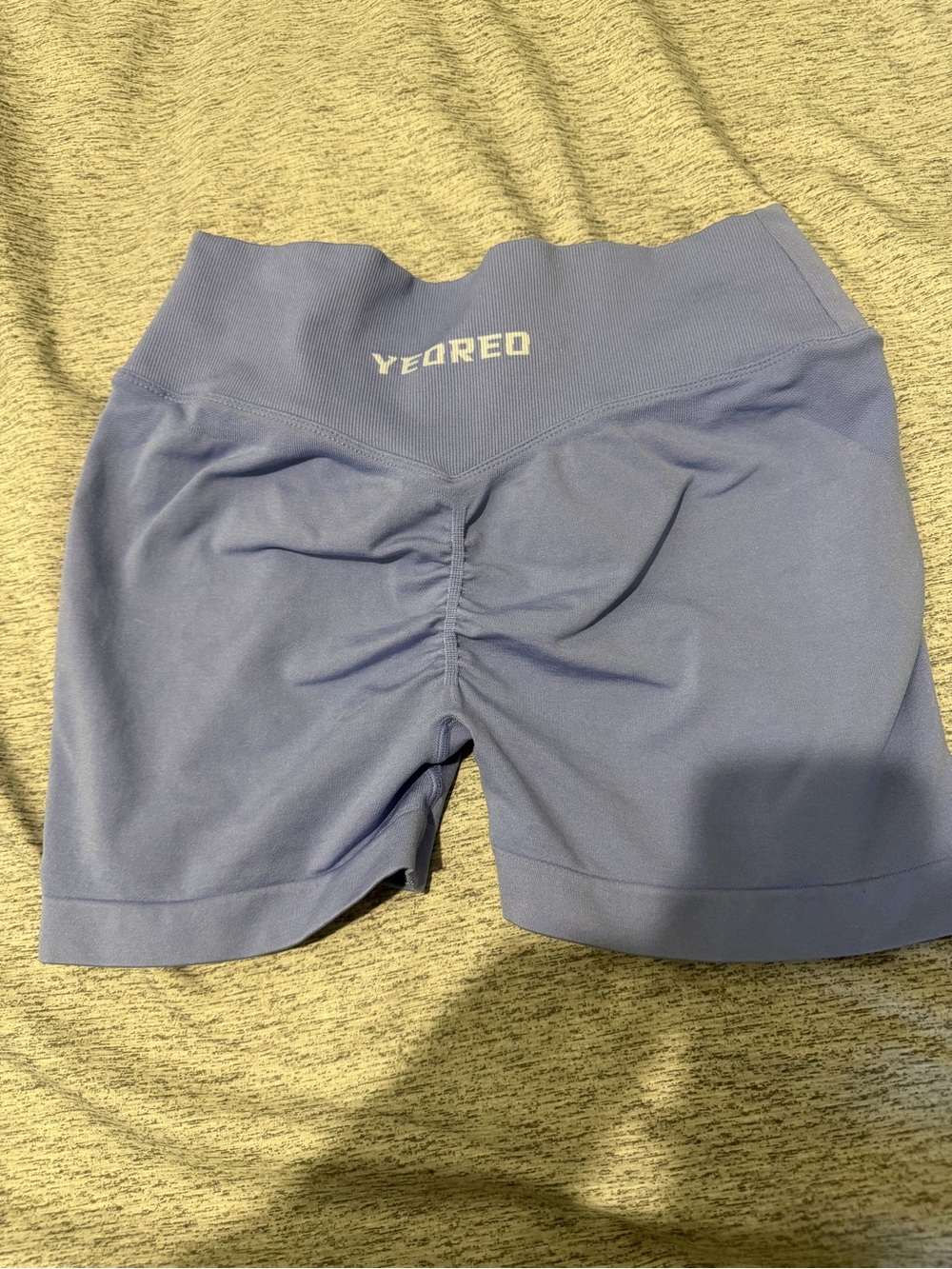 Scrunch-Back High-Waist Athletic Bike Shorts in Periwinkle
